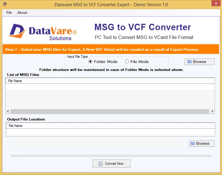 DataVare MSG to VCF Converter Software