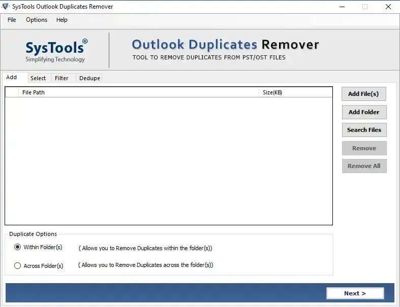 SysTools Outlook Duplicate Remover