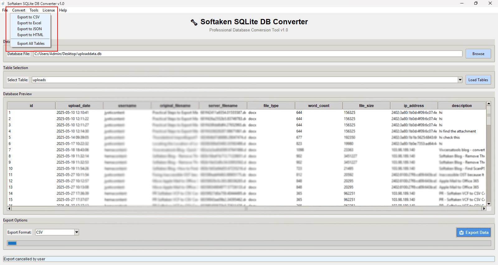 Softaken SQLite DB Converter