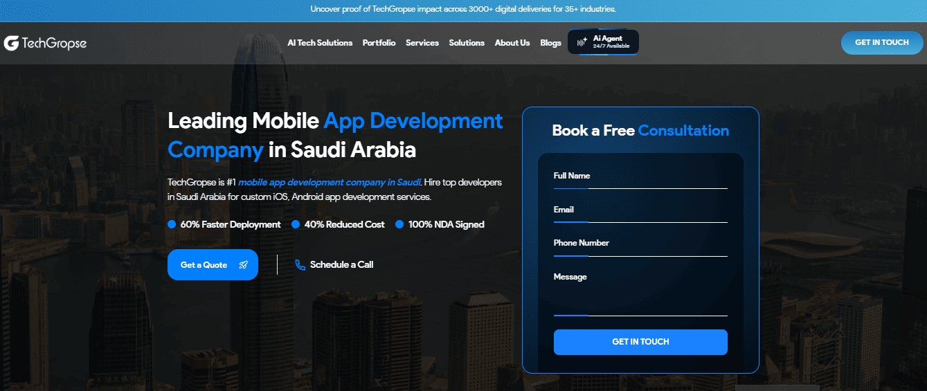TechGropse Riyadh Saudi Arabia – AI Mobile App Development Company | Hire Mobile App Developers