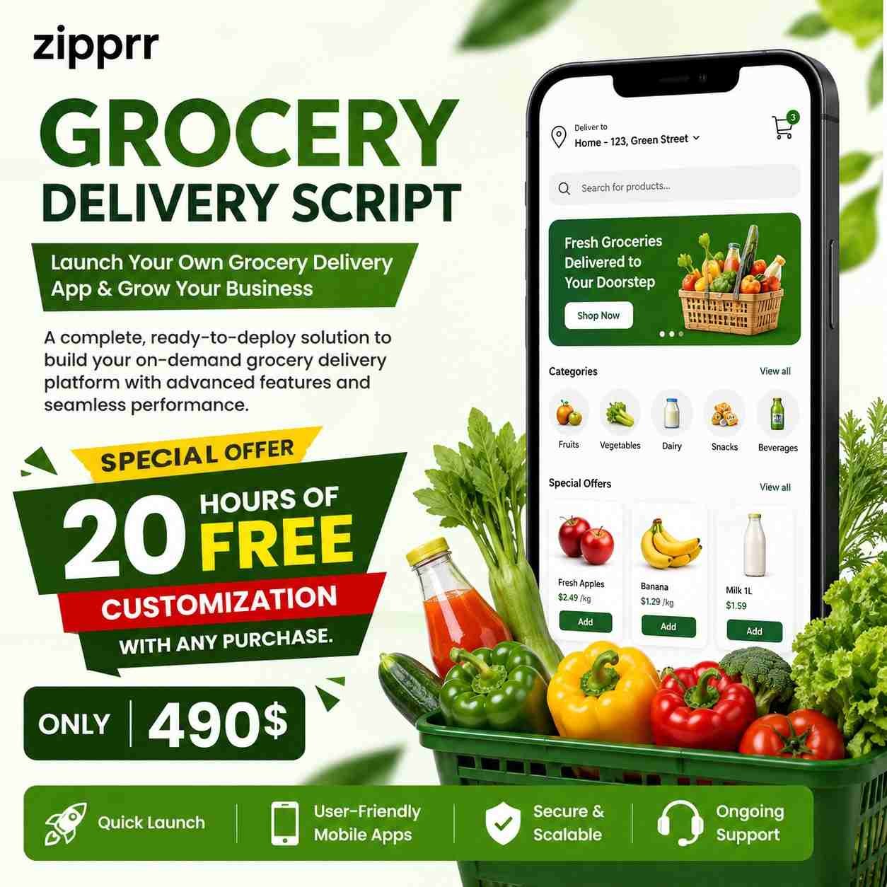 Own a Grocery Delivery Script Outright with Zipprr, $490