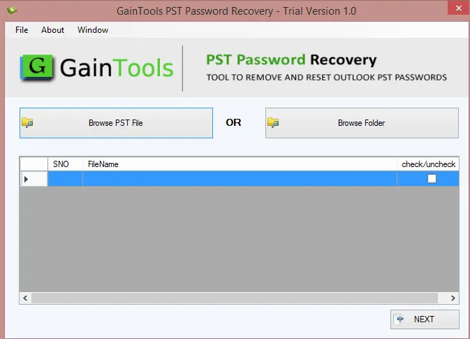GainTools PST Password Recovery Software
