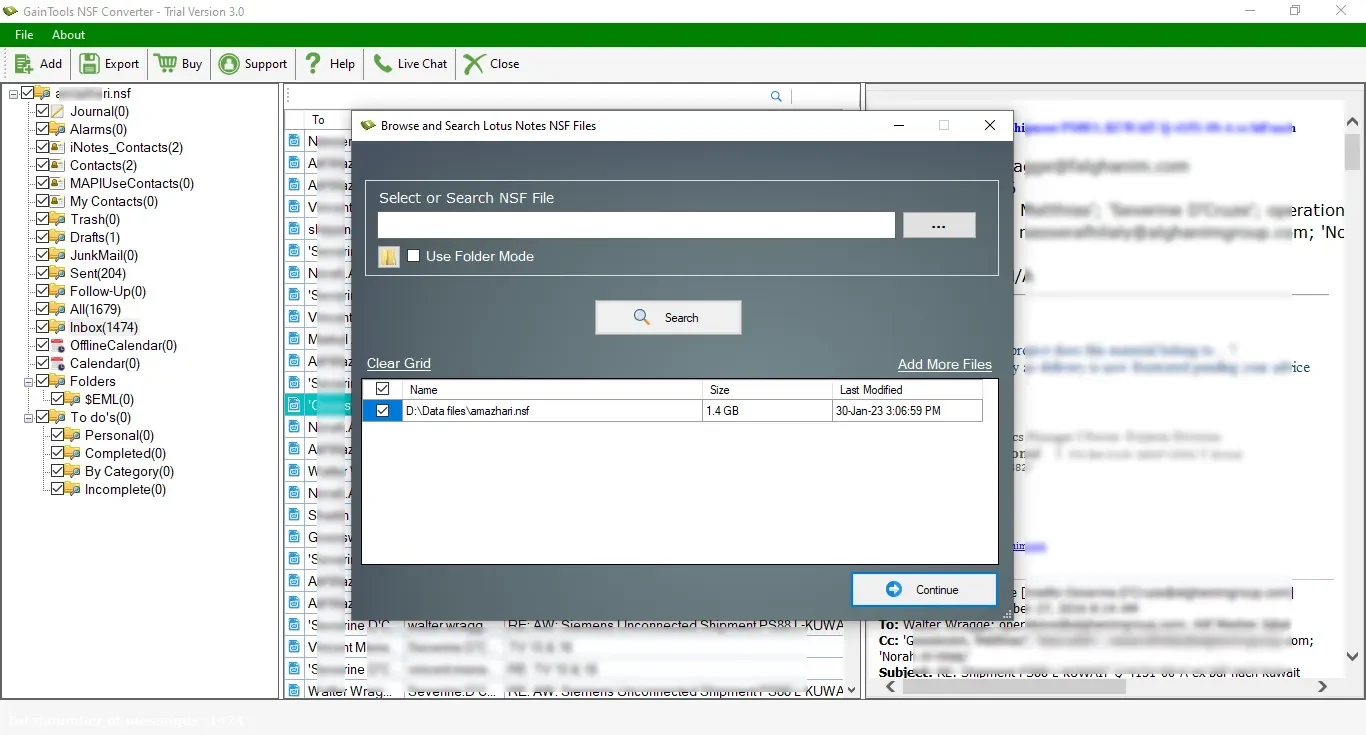 GainTools NSF to PST Converter